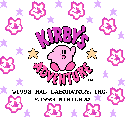 Kirby's Adventure title screen for NES